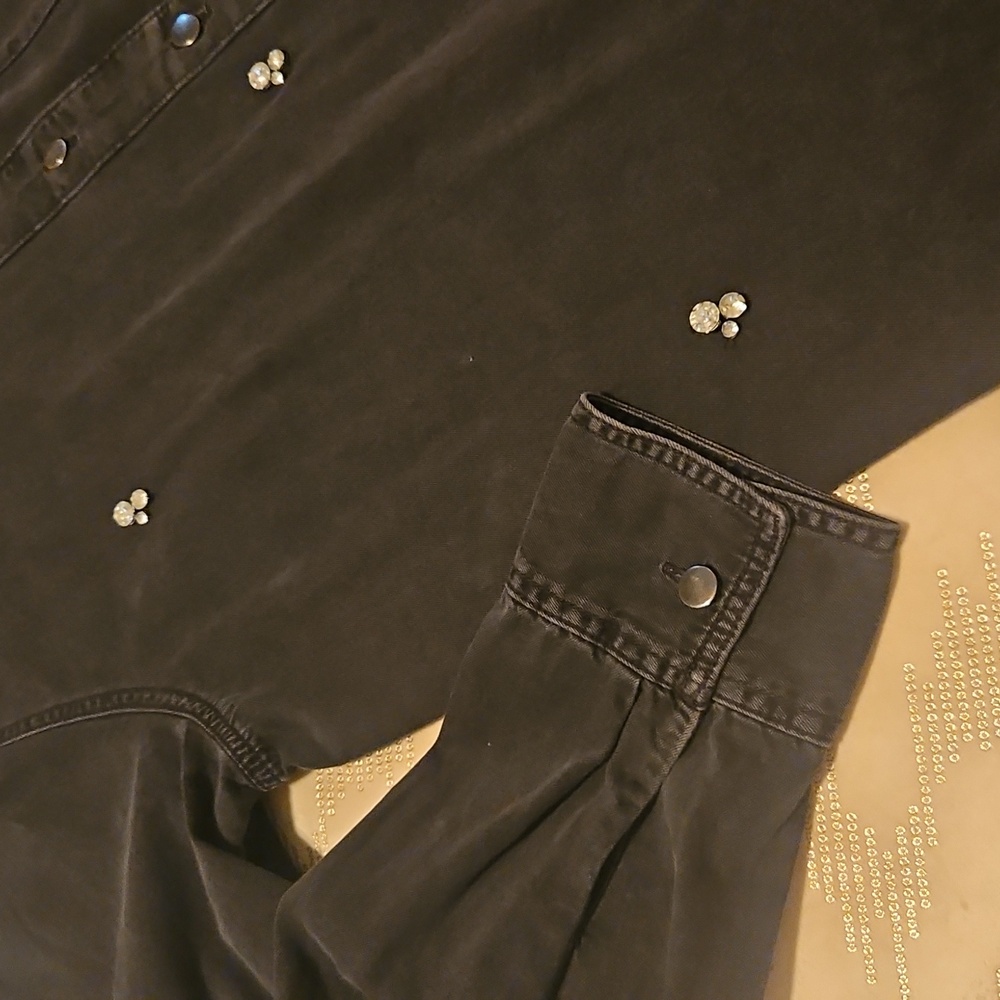 Black Button-Up With Rhinestones - Picture 5 of 9